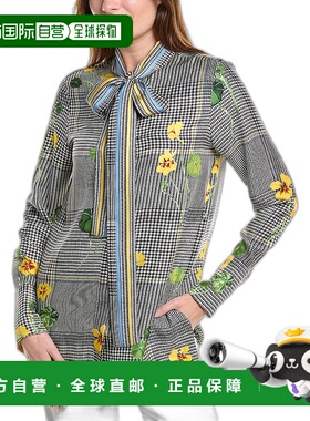 自营Oscar de la Renta Nasturtium Plaid Silk Twill Tie Shirt