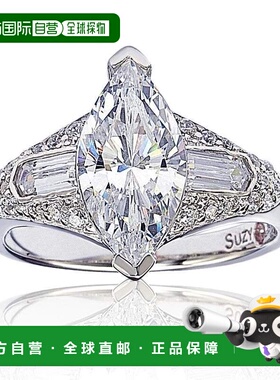 自营Suzy Levian 纯银马眼形方晶锆石订婚戒指 - 白色 美国奥莱直