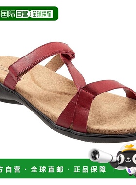 自营 Trotters Raja凉鞋女式红色皮革露趾滑盖鞋JOBB182-红色 美