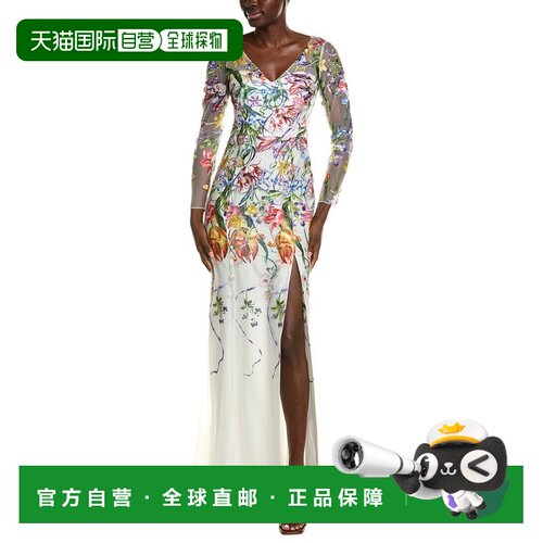 自营Marchesa Notte Ribbons Gown - white 美国奥莱直发连衣裙