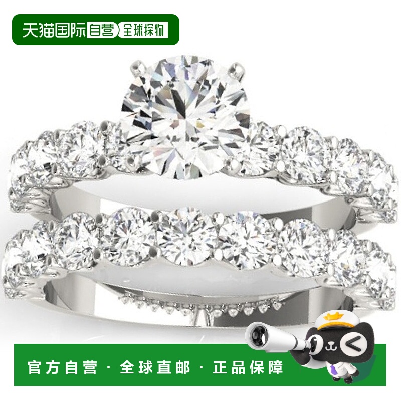 自营pompeii32 1/2 克拉钻石圆形切割订婚戒指配套结婚戒指 14k