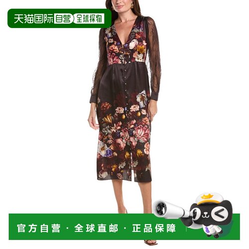 自营johnny wasJohnny是Micaela真丝混纺中长裙-棕色 美国奥莱直