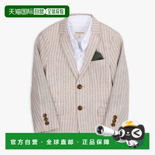 自营Boys Appaman Sports Blazer Jacket Sand Striped Cotton Si