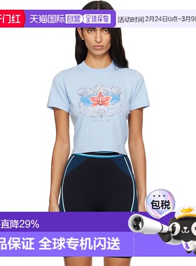 1h可退 香港直邮潮奢 Casablanca 女士 蓝色 Blades Cropped T 恤