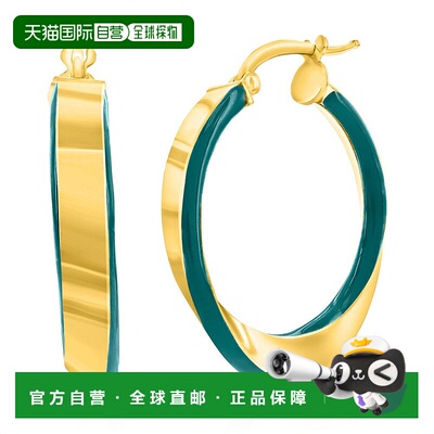 自营 simona纯银 Petrolio 珐琅扭转圈形耳环 - 镀金 - 绿色 美国