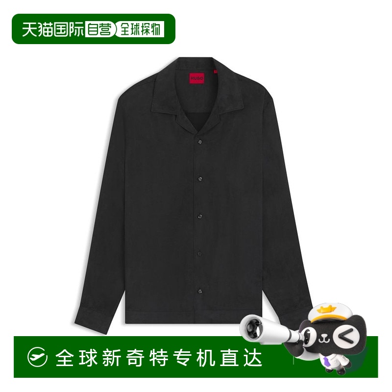 自营 hugo boss黑色亮色斜纹大合身衬衫 【美国奥莱】直发