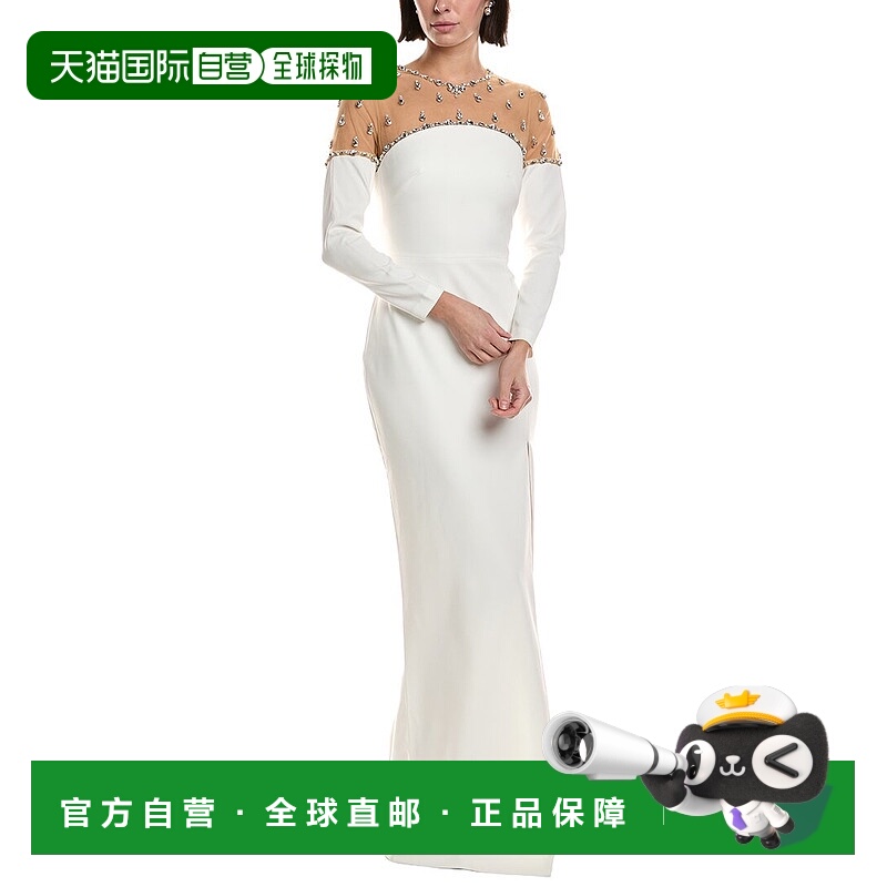 自营Marchesa Notte Crepe Maxi Dress - white 美国奥莱直发