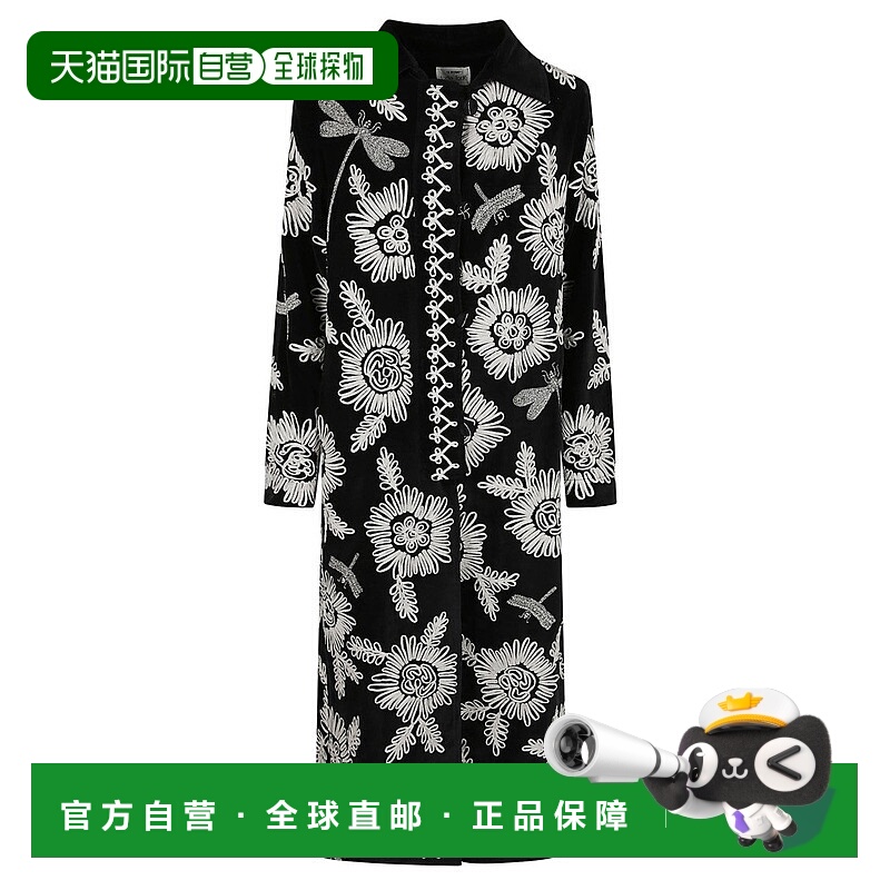 自营forte forte黑色刺绣斗篷，带有复杂的花朵图案-黑色 美国奥