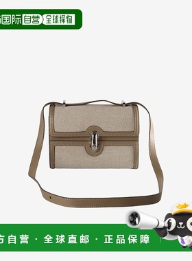 美国直邮SAVETTE-女式对称19英寸人字形亚麻布，带光滑的皮革袋