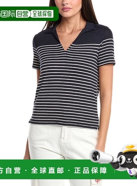 自营 rag & bone碎骨针织条纹马球衫-蓝色 美国奥莱直发上衣女装