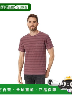 自营 RVCA PTC男式T恤红色条纹棉质短袖圆领套头衫UPS503-红色 美