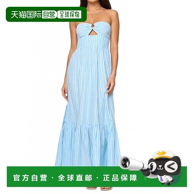 自营l spaceMelody无肩带Maxi连衣裙，采用海湾条纹设计 美国奥莱