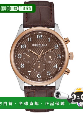 自营Kenneth Cole Men's 42mm Quartz Watch - brown 美国奥莱直