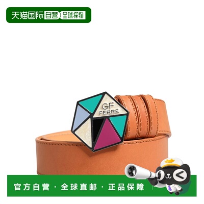 自营GF Ferre Leather Hexagon Metal Buckle Waist Women Women'