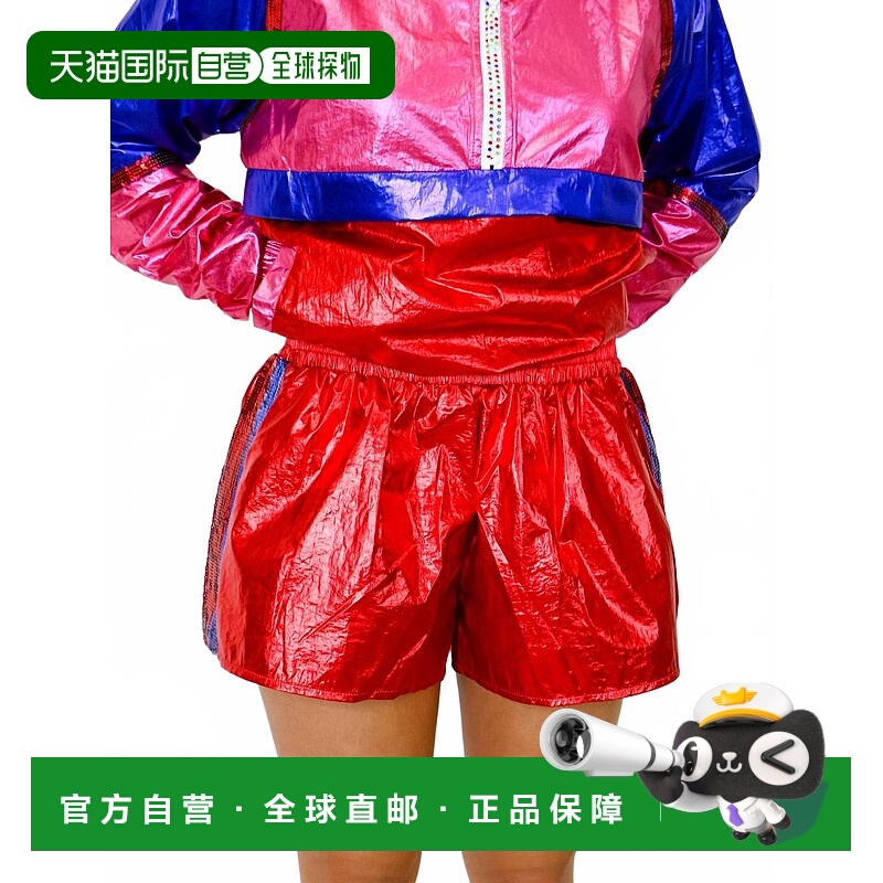 自营 queen of sparkles红色金属运动短裤 美国奥莱直发