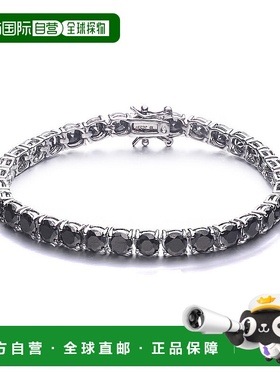 自营 genevive925 纯银镀白色金花式黑钻立方氧化锆经典网球手链