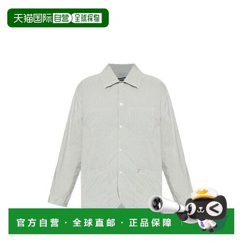 自营jacquemusClassic Collar Grey Jacket With Striped Design