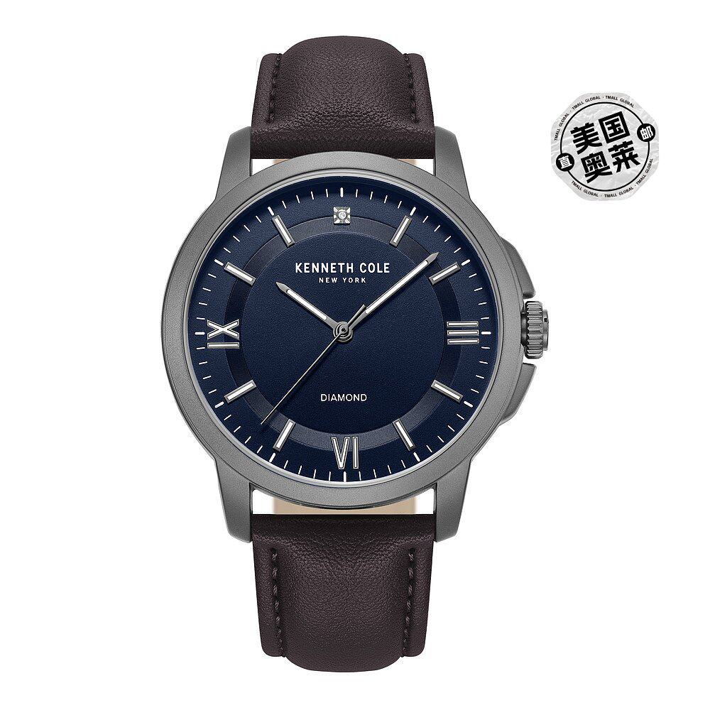 kenneth cole 纽约男士 44 毫米石英手表 kcwga7001303 - 棕色