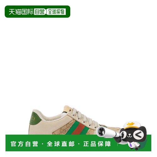 香港直邮运动鞋 Screener 古驰小白鞋奶油色皮革