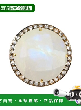 自营liv oliver18k 金月光石和方晶锆石个性戒指 - 金 美国奥莱直