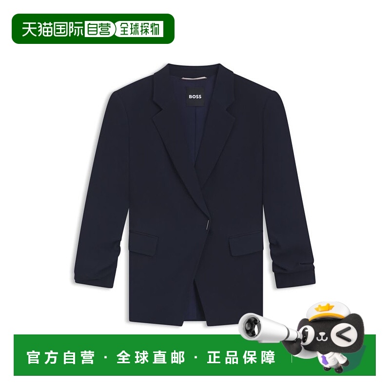 自营 boss修身运动夹克，带压扣-深蓝色 美国奥莱直发