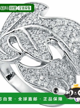 自营 Suzy Levian 密镶立方氧化锆纯银叶子戒指 - 白色 美国奥莱