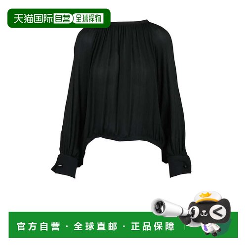 自营max maraSilk Crepe Blouse - Black - black 美国奥莱直发