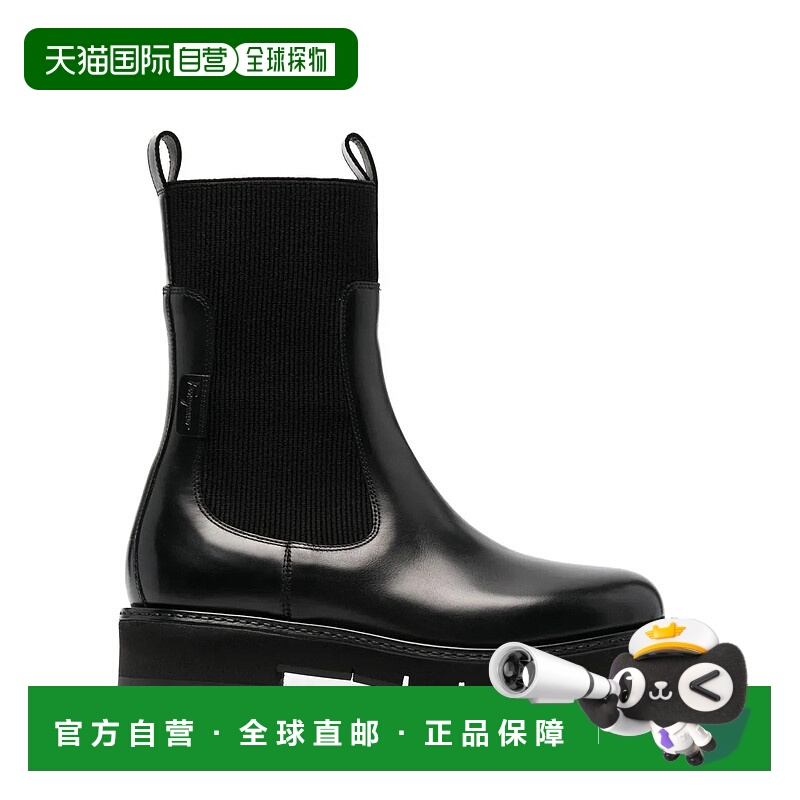 自营salvatore ferragamo菲拉格慕防滑鞋底皮革切尔西靴-黑色 美