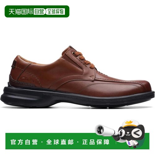 自营Clarks Gessler蕾丝26171541男士D深褐色皮革休闲鞋MEW499-棕