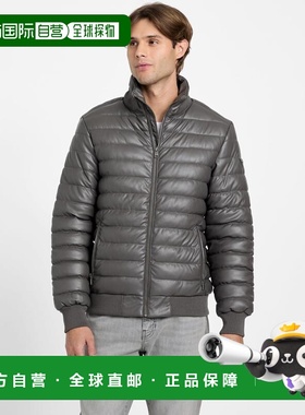 自营guessBennet Padded Faux-Leather Jacket - dark grey 美国