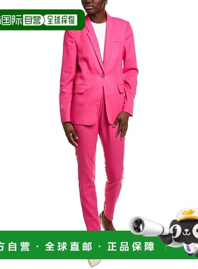 自营 BGL 2件亚麻混纺运动夹克和裤子套装-粉红色 美国奥莱直发