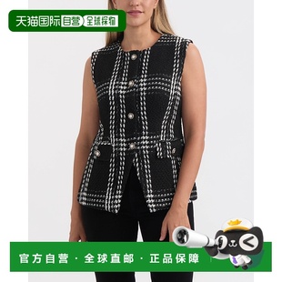 黑色格子 自营Ellen 口袋背心 长款 美国奥莱直发 Tracy女式