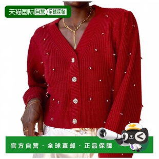 自營astr labelDelsie紅色長袖 V領(lǐng)開衫 美國奧萊直發(fā) the