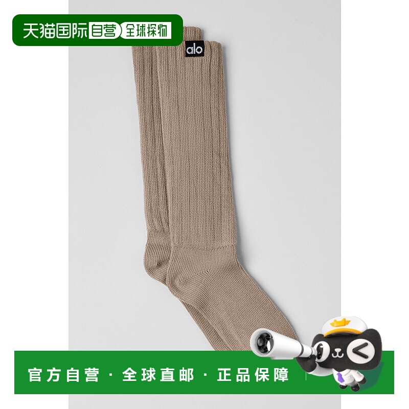 美国直邮AloYoga中长款螺纹秀标logo袜子短袜袜A0690U