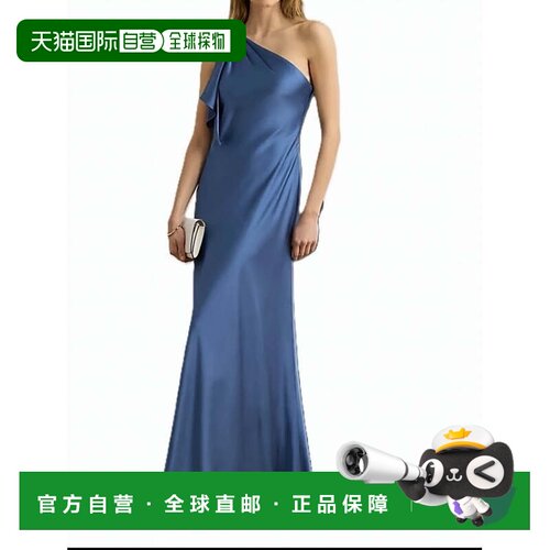 自营polo ralph laurenElzira Gown Satin Draped Dress - blue