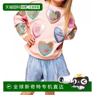 sparkles淺粉色兒童正面糖果心運動衫 自營 淺粉色 queen 美國