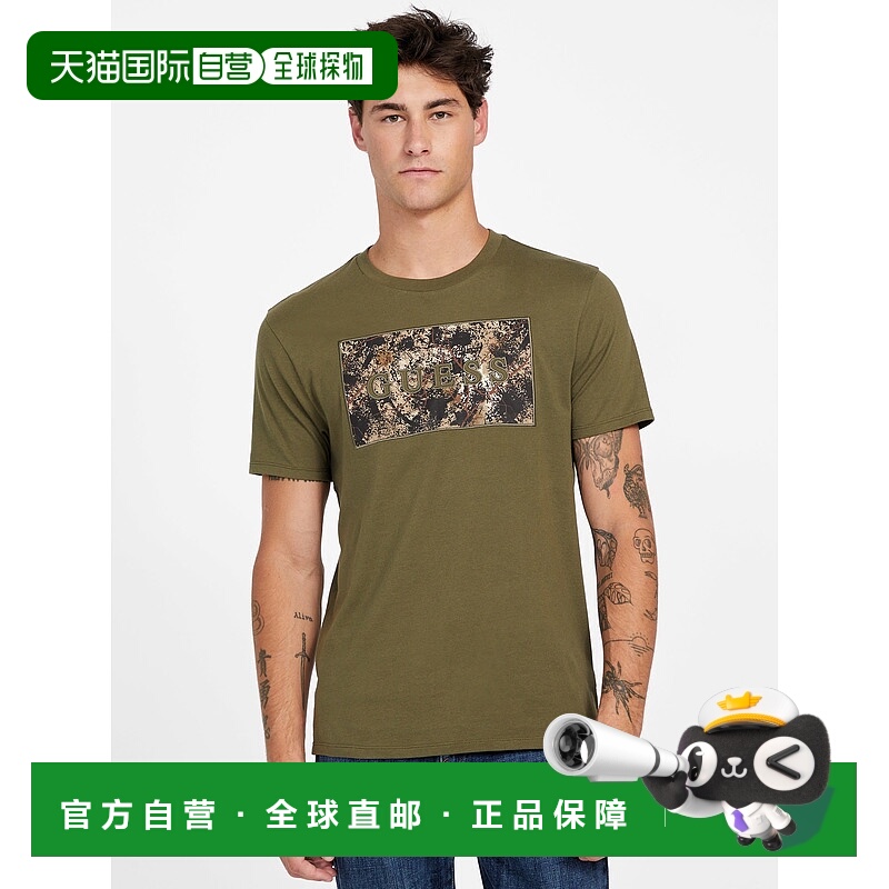 自营 guessTrench Crewneck Logo T恤 美国奥莱直发