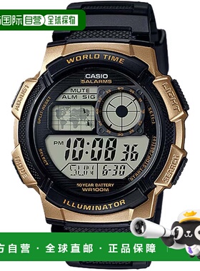 自营Casio Men’s Digital Watch with Black and Gold Dial - AE