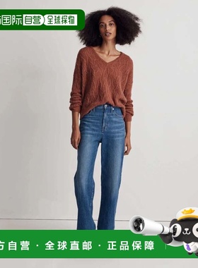 自营Madewell Alna Sweater Women's Ground Clove Cable-Knit V-