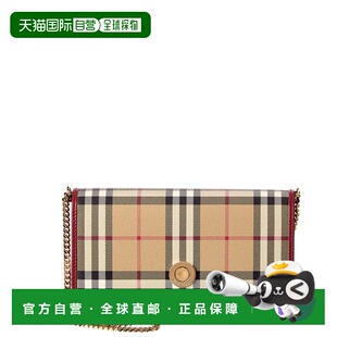 自营Burberry Leather Chain beig Canvas Check Wallet