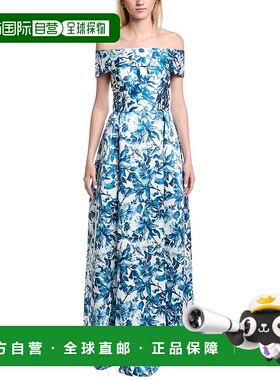 自营 Rene Ruiz露肩礼服-蓝色 美国奥莱直发新款连衣裙长裙