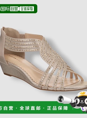 自营Charter Club Ginifur凉鞋女式米色系带坡跟ZPO3916-米色 美