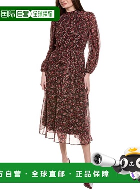 自营Adrianna Papell Ditsy Floral Chiffon Midi Dress - black