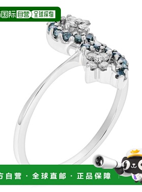自营 vir jewels 1/3 cttw 蓝色钻石戒指时尚圆形 10K 白金 - 白