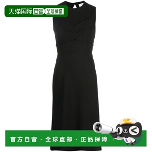 自营sportmax黑色Mirto无袖剪裁中长款连衣裙-黑色 美国奥莱直发