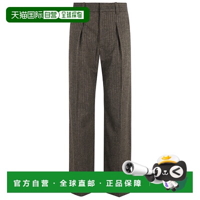 自营isabel marantLisettagz High-Waisted Brown Pinstripe Pant