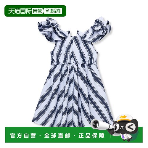 自营habitual条纹荷叶边连衣裙-红色 美国奥莱直发