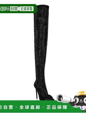 自营philipp pleinSuede Strass Boots Hi-Heels Overknees Gothi