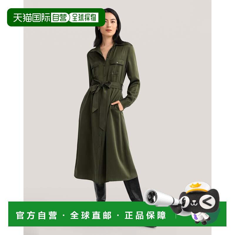 自营lilysilkSand-washed Pocket Trench Dress for Women - safa