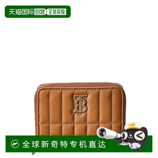 自营 美国奥莱直发 Burberry标志皮革硬币钱包 棕色